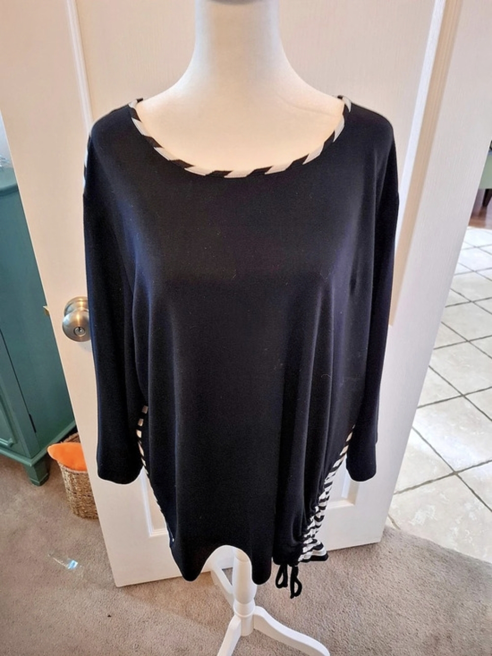 Allison Daley Striped Black & White Tunic Size 2X